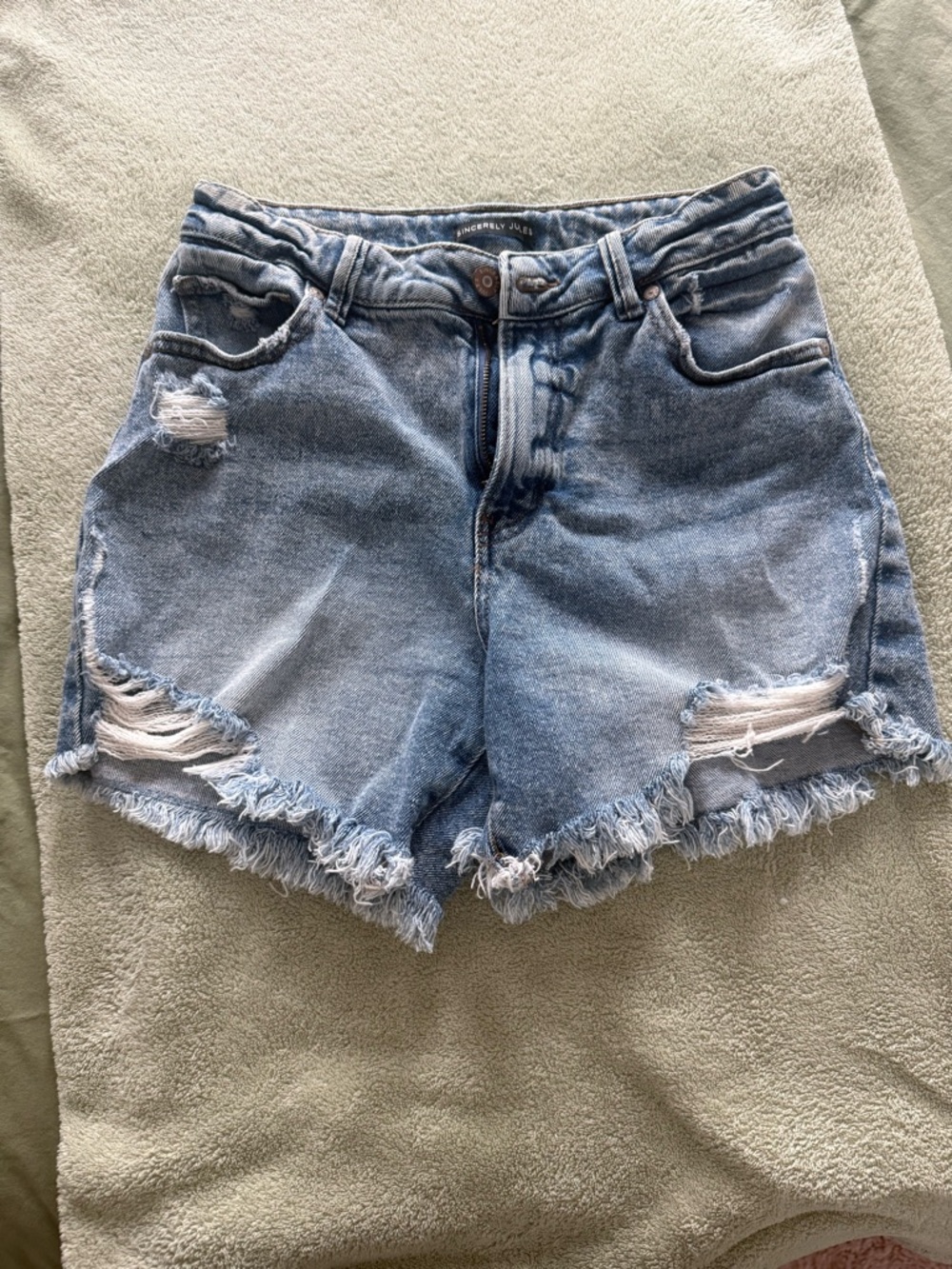 Sincerely Jules Light Blue Distressed Denim Shorts